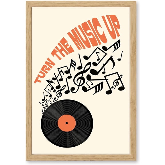 Trendy Vinyl Record Wall Decor Album Cover Music Posters Vintage Aesthetic Records Canvas Art Hippie Prints Funky Room Decor for Home Bedroom Retro Party Decoration 8x12inch Wood color pvc frame