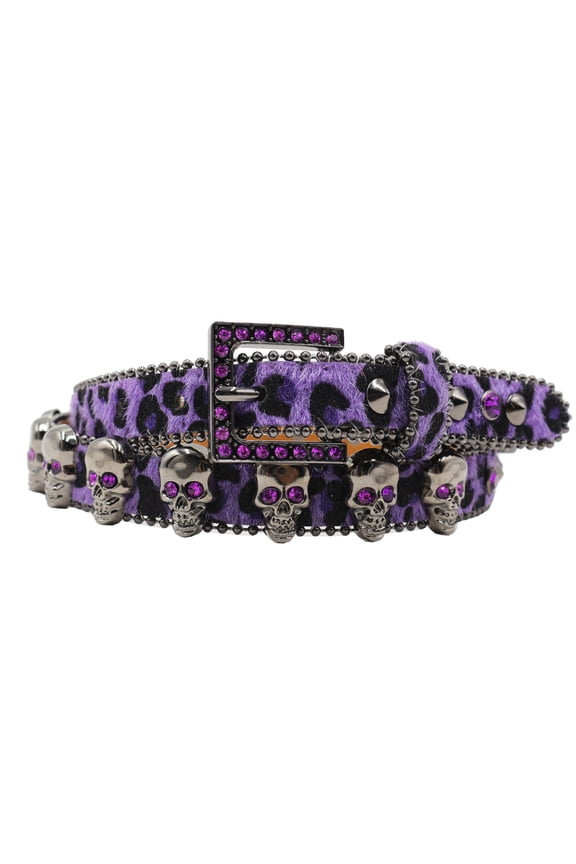Trendy Waist Belt Studded Rhinestones Crystal for Street Dance Rivets Belt Punk Waist Chain Skull Buckle