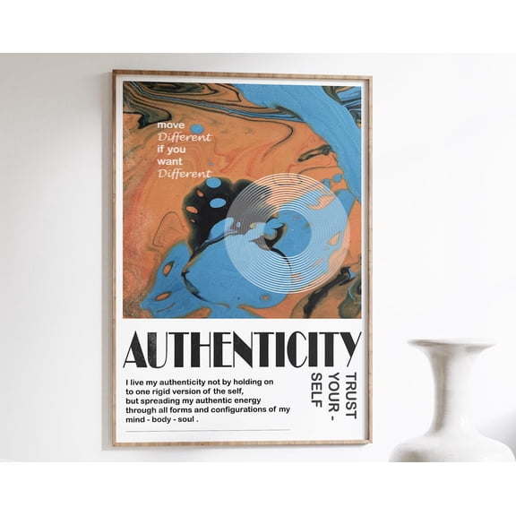 Trendy Wall Art, 70S Wall Art, Retro Poster, Aesthetic Dorm Decor, Gradient Poster, Authenticity Art, Psychedelic Home Decor, Y2K Print Wall Art, Modern Wall Decor, 12x18 UNFRAMED