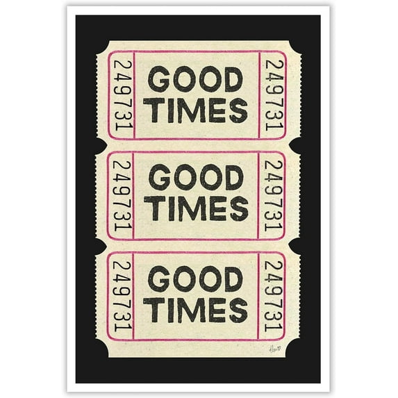 Trendy Wall Art Prints Poster Retro Good Times Ticket Print Black White Canvas Wall Art Vintage Trendy Preppy Teen Girls Decorating Living Room Bedroom Gallery