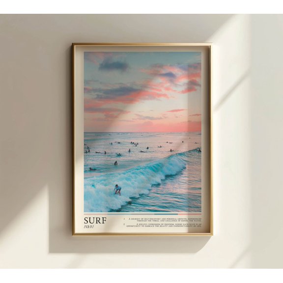 Trendy Wall Art Vintage Decor Bathroom Art Print, Dorm Art Prints Wall Art Living Room Poster Coastal Decor, Surf Print Aesthetic Room Decor Wall Art, Modern Wall Decor, 12x18 UNFRAMED