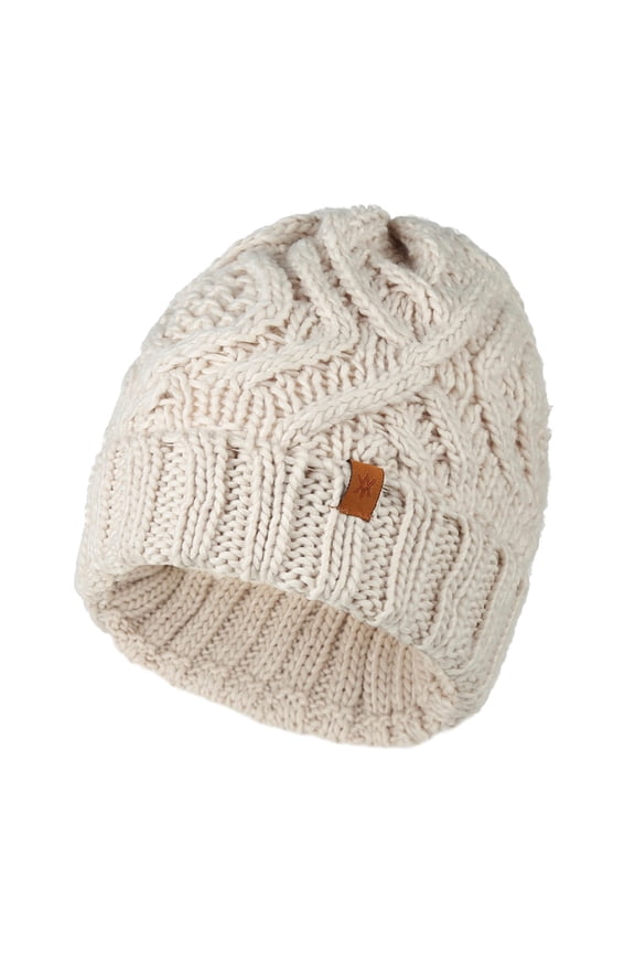 Trendy Warm Chunky Soft Stretch Cable Knit Beanie(Beige)