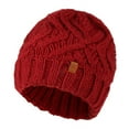 thumbnail image 1 of Trendy Warm Chunky Soft Stretch Cable Knit Beanie(Red), 1 of 2