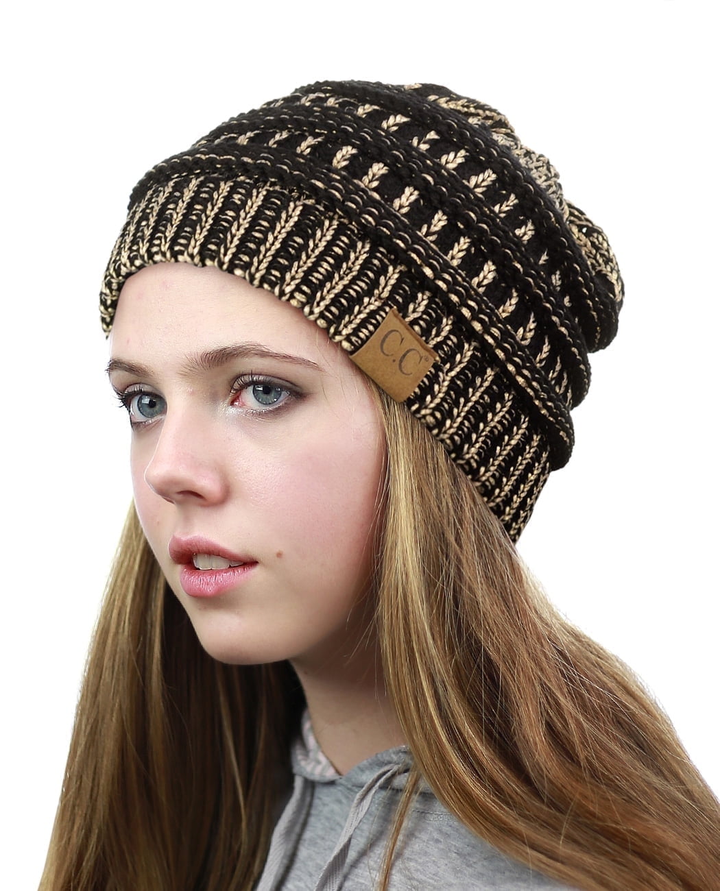 Chunky Cable Knit Slouchy Beanie - Soft Stretch Winter Hat In Light Pink (Unisex)