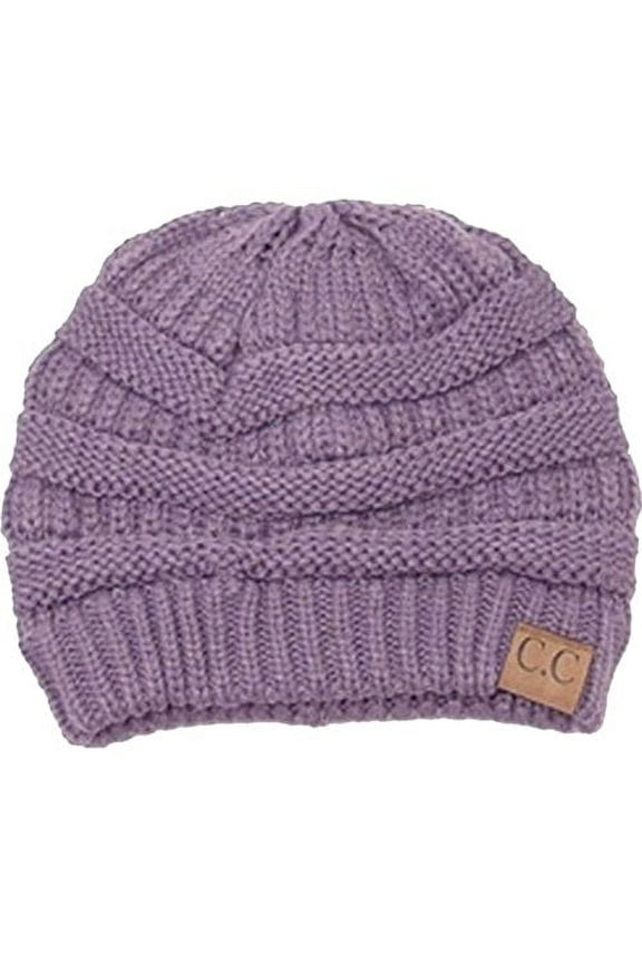 Trendy Warm Chunky Soft Stretch Cable Knit Slouchy Beanie Skully HAT20A, Violet