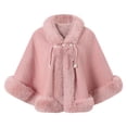 thumbnail image 1 of Trendy Women Plush Trim Cape Coat Fleece Lined Warm Open Front Poncho Shawl, Casual Outer Wear for Women’s Fall Winter Clothes Pink, 1 of 5