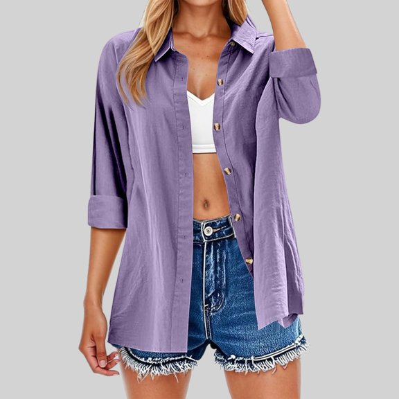 Trendy Women’s Casual Long Sleeve Cardigan Shirts For Everyday Wear For Spring Summer And Fall Ideal For Pairing With Jeans And Relaxed Pants V Neck Top Half Shirts Ladies T Shirt Tops Juniors