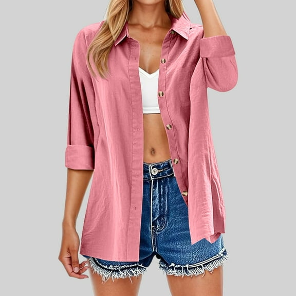 Trendy Women’s Casual Long Sleeve Cardigan Shirts For Everyday Wear For Spring Summer And Fall Ideal For Pairing With Jeans And Relaxed Pants V Neck Top Half Shirts Ladies T Shirt Tops Juniors