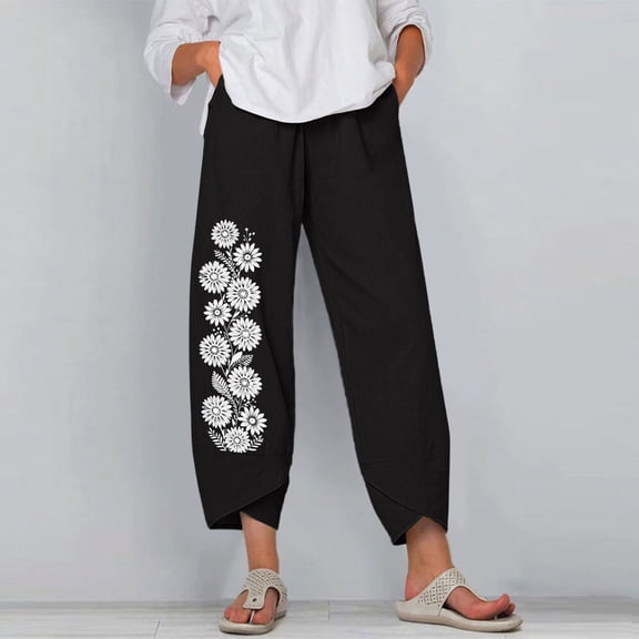 Trendy Women's Casual Pants For Everyday Wear Commuting And Summer Fashion With Stylish Linen Blend Fabric For Short Or Three Quarter Sleeve Tops Womens Pants Elastic Pants for Women Casual Yoga Pant