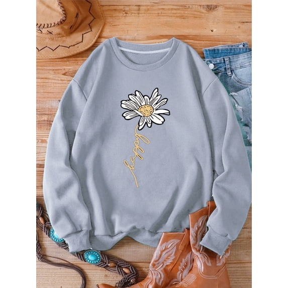 Trendy Women's Casual Versatile Fashion Pattern Printed Long Sleeve Crew Neck Sweatshirt