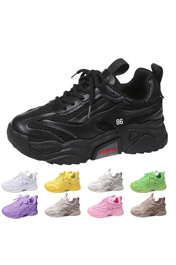 Trendy Women's Chunky Platform Sneakers – Sleek Pointed Toe Design with Height-Increasing Sole, Ultra-Cushioned Comfort for Fashionable Casual Wear,36