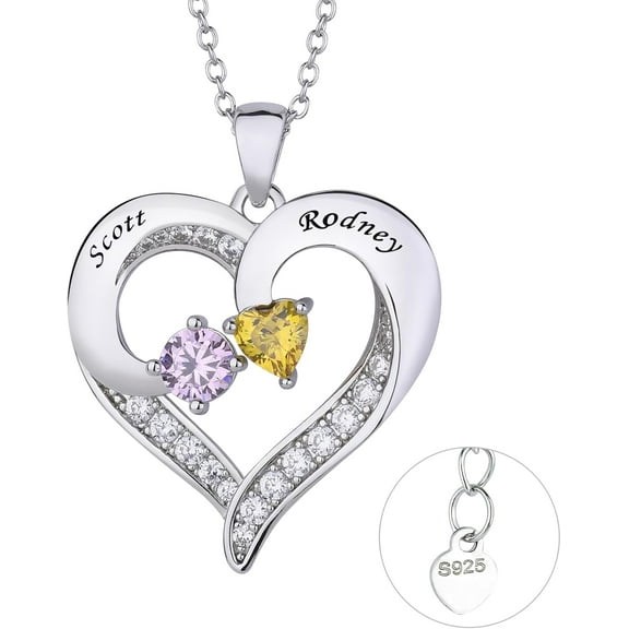 Trendy Women's Custom Sterling Silver Birthstone Pendant Necklace - Personalized 1-6 Names for Mom, Wife, Grandma, GF - Unique Gift Idea A Timeless Keepsake, Forever Reminding Her of Your Love