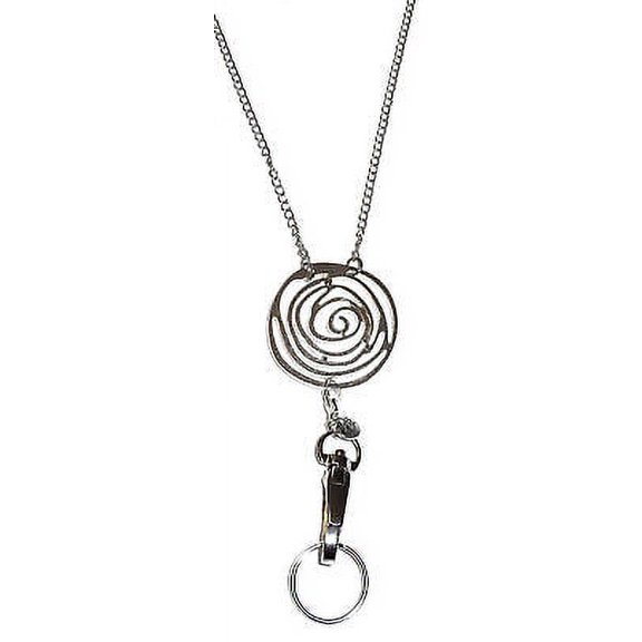 Trendy Women's Fashion Lanyard and Necklace, ID Badge Holder (Silver Swirl)