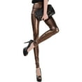 thumbnail image 1 of Trendy Women's Faux Leather Snake Print Ankle Length Tights High Waist Stretchy Wet Look Glossy Leggings Pants, 1 of 8