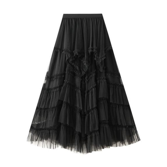 Trendy Women's High Waist A-Line Skirt - Lightweight Mesh Layered Design for Spring/Summer