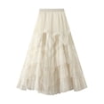 thumbnail image 1 of Trendy Women's High Waist A-Line Skirt - Lightweight Mesh Layered Design for Spring/Summer, 1 of 2