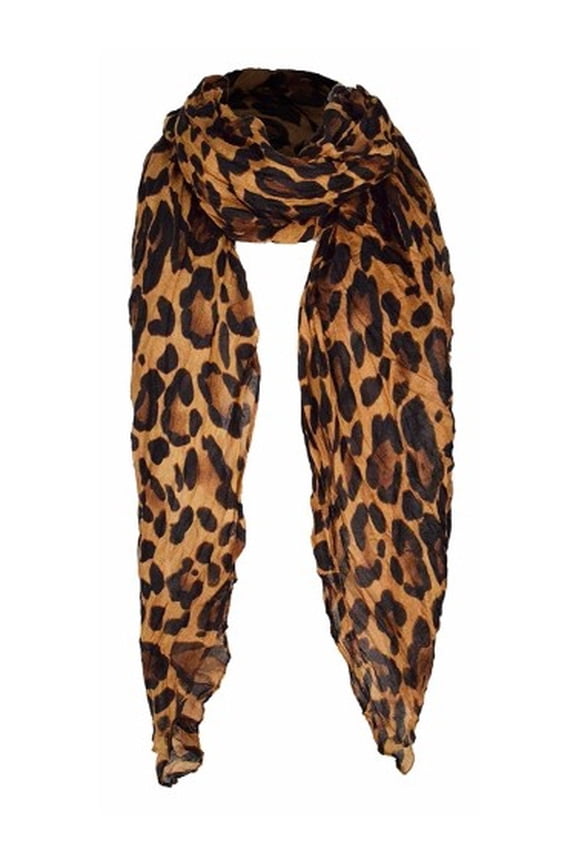 Trendy Women's Leopard Animal Print Crinkle Scarf wrap