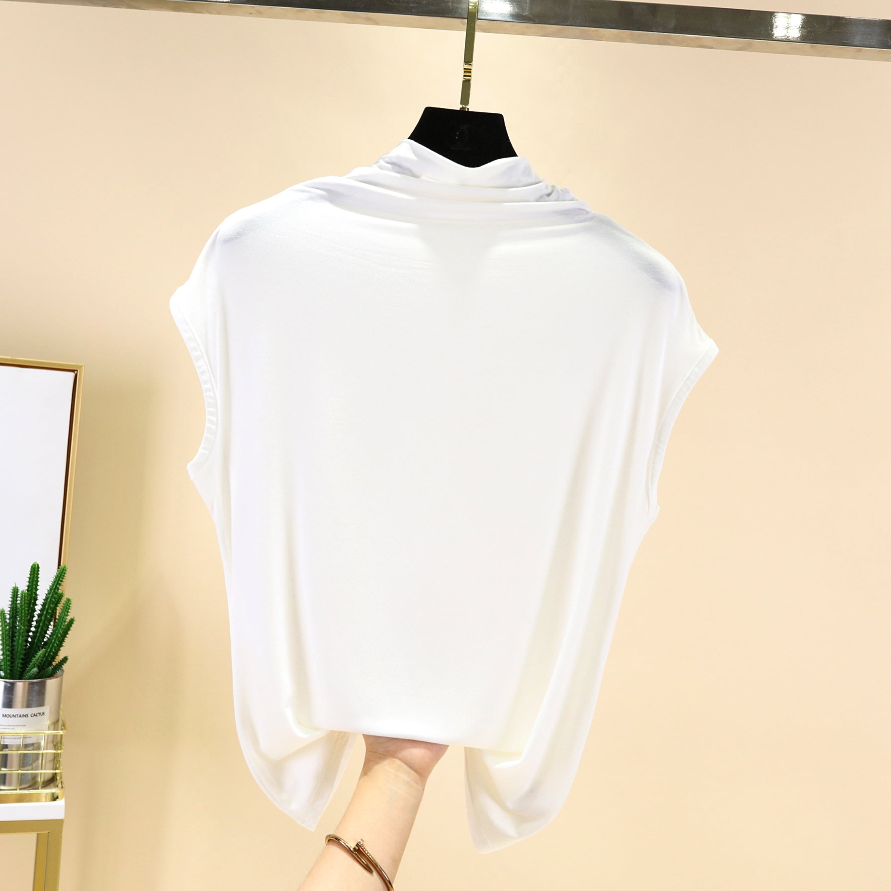 Trendy Women's Modal High Neck Sleeveless T-Shirt Summer Korean Slim ...