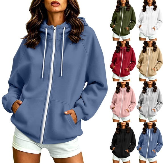 Trendy Women's Oversized Hoddies Pullover Zip UpCasual Long Sleeve Oversized Hooded Sweatshirts Hoodie Jackets With Pockets
