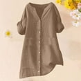 thumbnail image 1 of Trendy Women's Shirts Everyday Wear 3/4 Sleeve Solid Color Button Up Shirt Casual Outfits Tall T Shirts Women Womens Elbow Sleeve Tee Womens Sleep Shirt Yoga Long Sleeves Women's Poplin Womens Sheer, 1 of 3