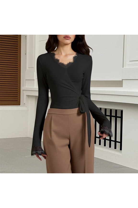 Trendy Women's T Shirts V Neck With Lace Hollow Design For Casual And Vacation Wear Ideal For Spring And Summer With Everyday Style Top Small Women Women Short Sleeve Shirts Casual Tops Loose Womens