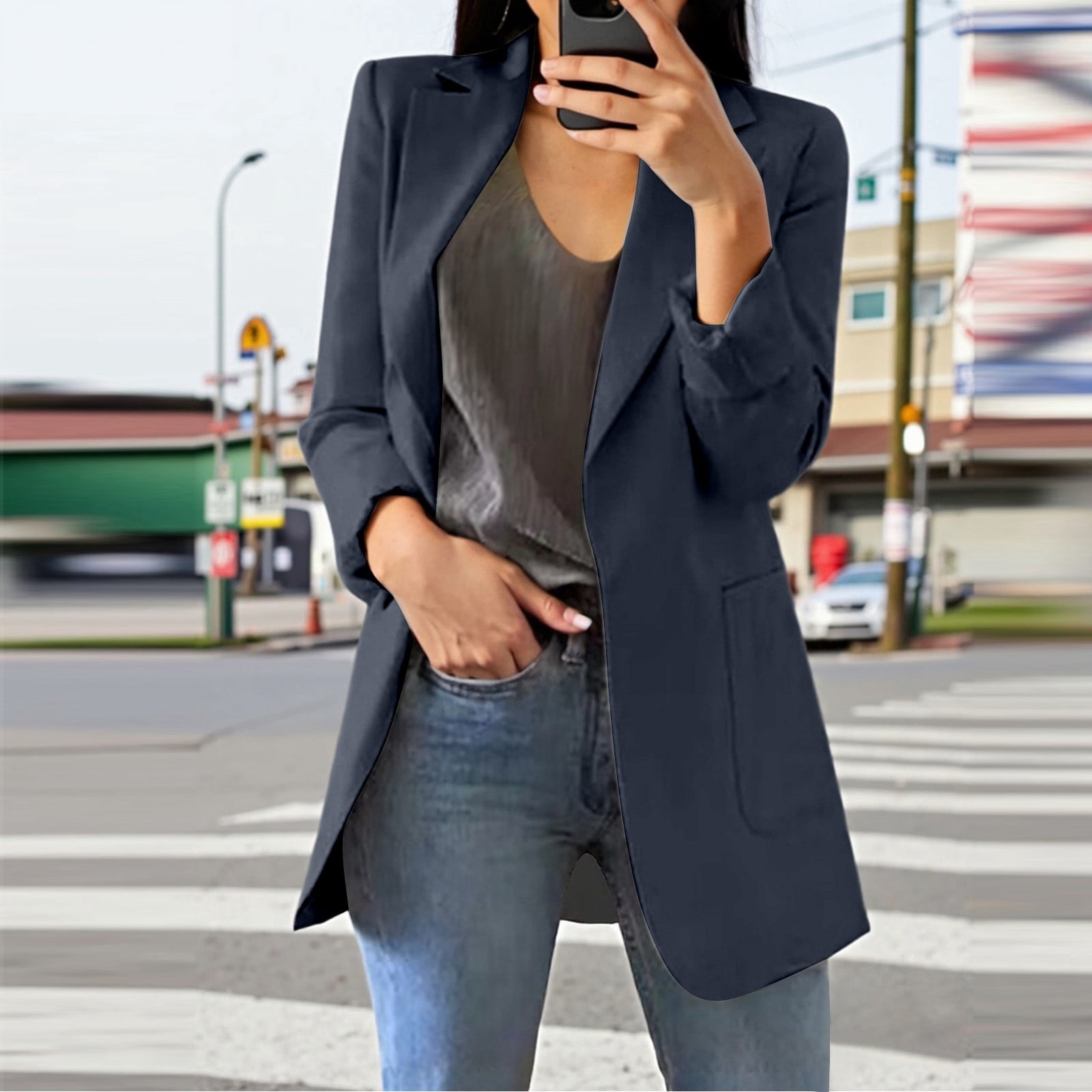 Women's cardigan jackets elegant buttoned open front with pockets main image 0