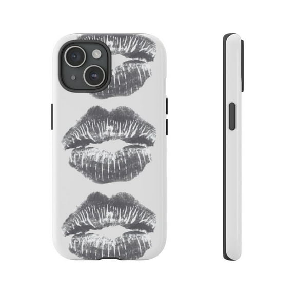 Trendy Y2K Kiss iPhone Case – Tough Glossy Aesthetic Phone Cover with Cool Retro Graphic Design, Protective Case for iPhone 16/15/14/13/12/11 Pro Max
