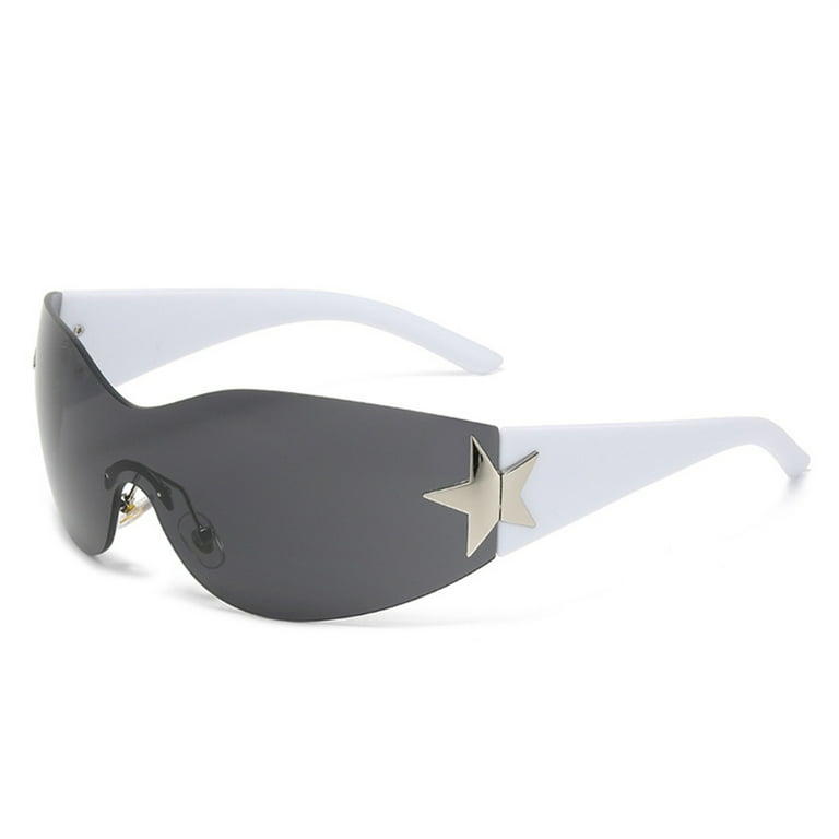 Trendy Y2K Sunglasses Women Men Wrap Around Rimless Sunglasses Cyber Y2k  Fashion 2000 Glasses Shield 