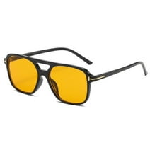 Trendy Yellow Tint Lens Aviator Women Men 70s Glasses Retro Oversized Sunglasses
