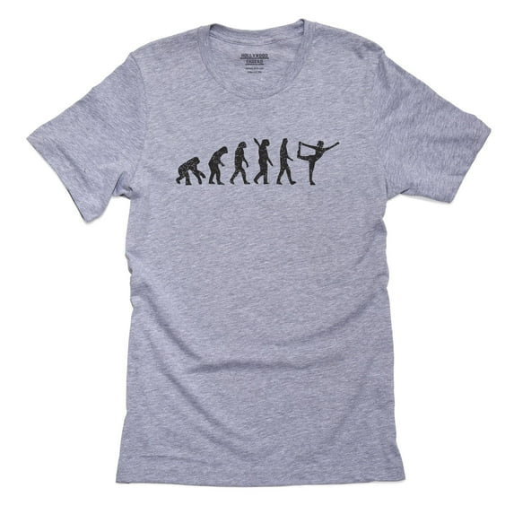 Trendy Yoga Posing Human Evolution Graphic Men's Grey T-Shirt