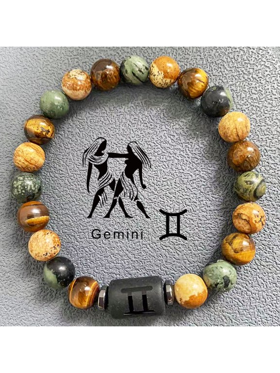 Trendy Zodiac Bracelet - Black Obsidian and Natural Tiger Eye Beaded Bracelet for Men