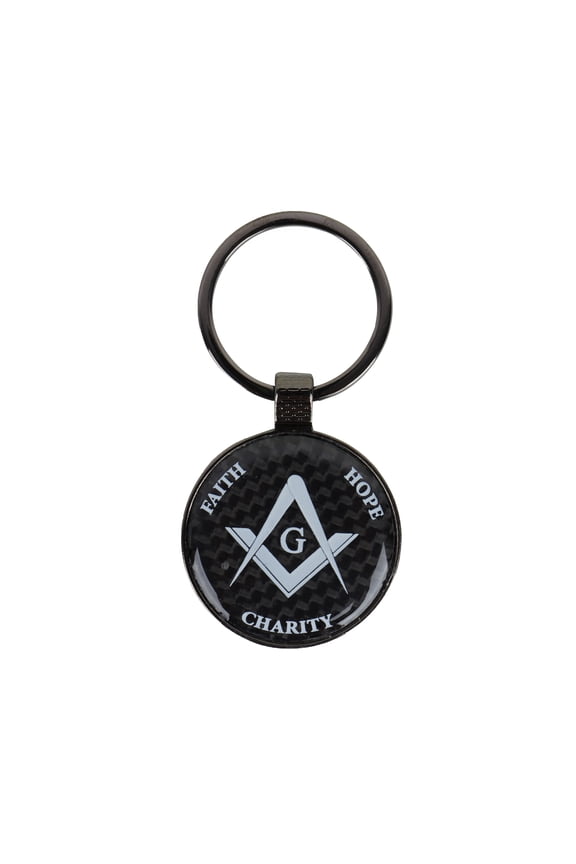 Masonic Keychain with FAITH, HOPE CHARITY Printed on it Keychain for Men & Women, || 1.50 Diameter Height|Comes in Gift Pack Universal Key Fob Holder. Compass Round Masonic Key Chain