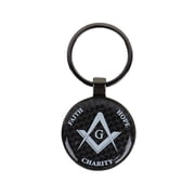 Trendy Zone 21 Masonic Keychain with FAITH, HOPE CHARITY Printed on it Keychain for Men & Women, || 1.50  Diameter Height| in Gift Pack Universal Key Fob Holder. Compass Round Masonic Key Chain