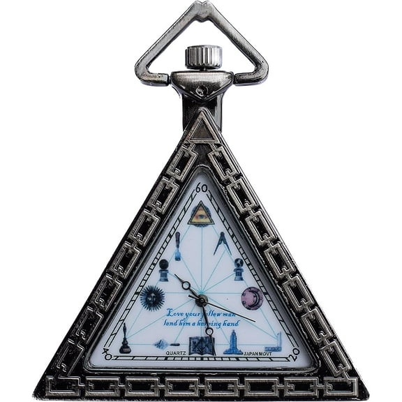 Trendy Zone 21 Masonic Triangular Case Pocket Alloy Metal Watch with Chain