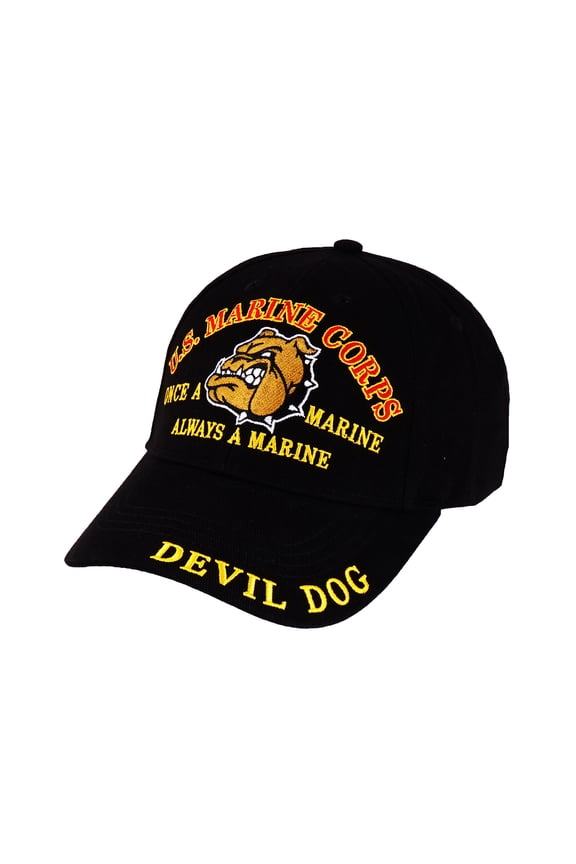 USMC Cap | Stylish Marine Corps Hat | Officially Licensed Caps | 100% Cotton | Stylish Baseball Hat Black