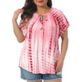 thumbnail image 1 of Trendy and Comfortable Plus Size Tie Dye Short Sleeve T-shirt for Women 4X Pink, 1 of 6