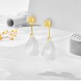 thumbnail image 1 of Trendy clip on 3" long gold wire white petal straight earrings, 1 of 6