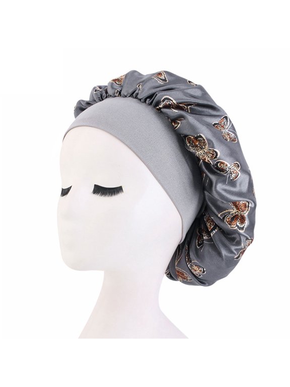 Trendy for Butterfly Print Chemo Hat Wide Brim Bonnet Wrap Sleeping Cap Hair Care Hat Gift for Valentine