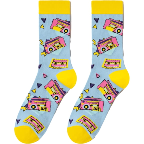 Trendy men and women rock street design party trend socks music drumming trend mid tube cotton European and American socks (2 pairs)