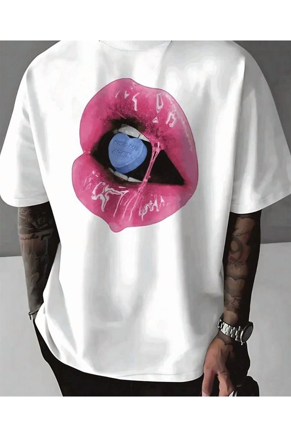 Trendy printed casual street men's short-sleeved loose T-shirt S-5XL SIZE
