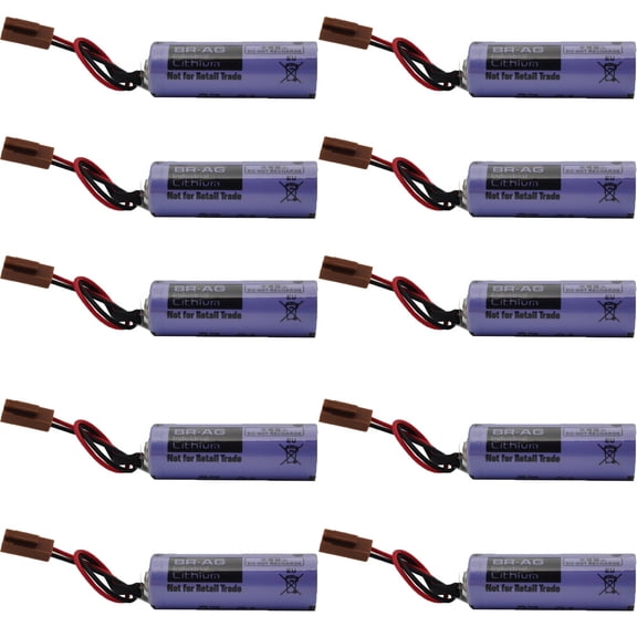 TrendyChic (10-Pack) BR-AG 1800mAh 3V Non-Rechargeable Lithium Battery Replacement for BR-AG Battery with Brown Plug