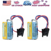 TrendyChic 2-Pack ER17330V/3.6V 1700mah PLC Non-Rechargeable Lithium Battery with Plug, A6BAT MR-BAT for CNC System