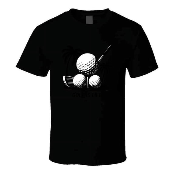 TrendyTees Golf is Life T-shirt with Palm Trees Relaxed Fit Short Sleeve Black Men's S 1-Pack