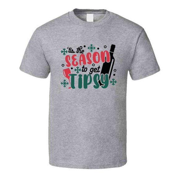 TrendyTees Tis The Season To Get Tipsy Christmas Unisex Relaxed Fit T-Shirt, Men's