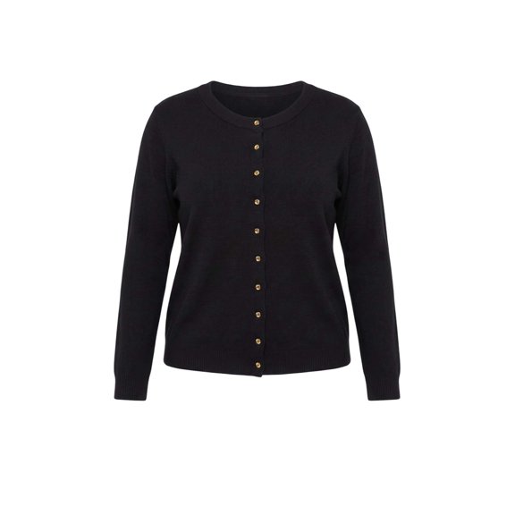 Trendyol Curve Women's Black Plain Long Regular fit Plus Size Cardigans