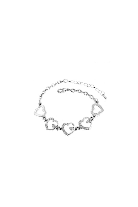 Trendz Fashion Heart Connectors Rhinestone Crystal Wedding Bracelet For Women Pack of 5