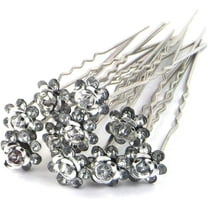 Trendz Silver Rose/Flower Wedding Bridal Prom Hair Pins - Pack of 20