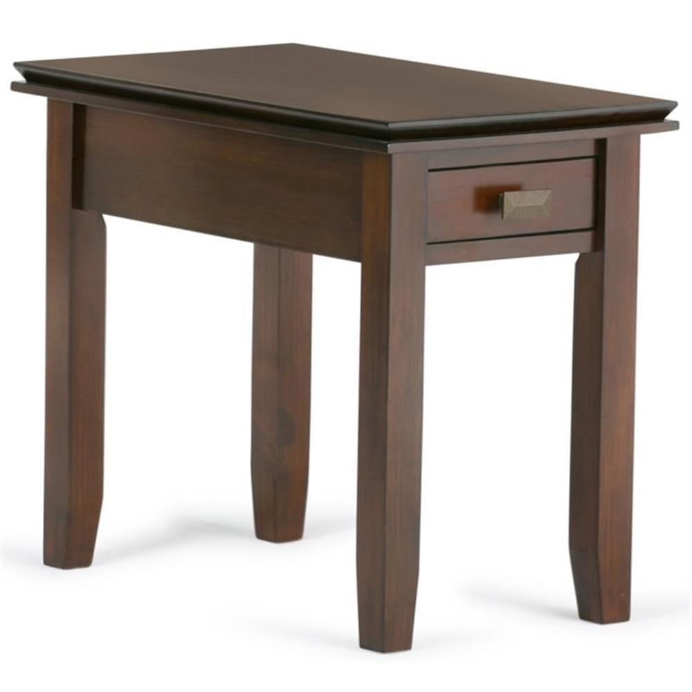 Artisan Russet Brown Wood Narrow End Table with Drawer