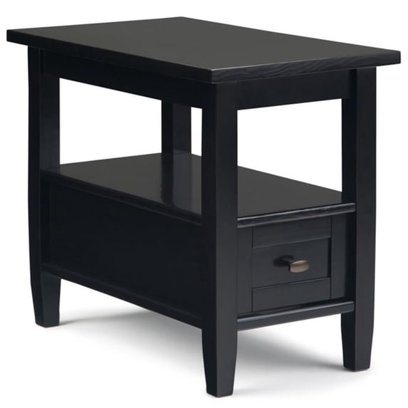 Trent Home 14" Rectangle Transitional Wood Narrow Side Table in Black