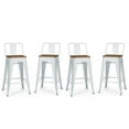 thumbnail image 1 of Trent Home 24" Industrial Metal Wood Counter Stool in White (Set of 4), 1 of 9